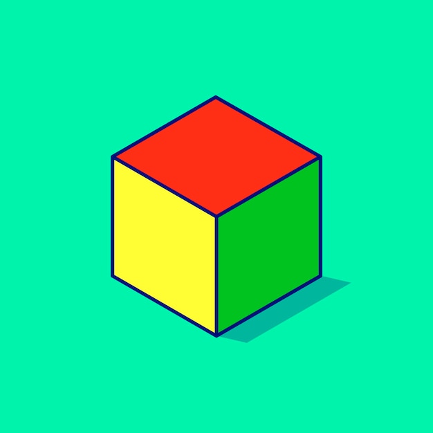 first vibrant isometric rubiks cube vector illustration with bold colors and isolated