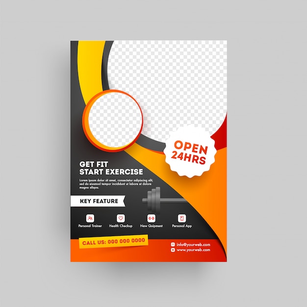Fitness and Gym concept based fitness club brochure or template