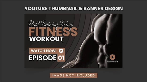 Fitness Gym YouTube Thumbnail amp Banner Design Template