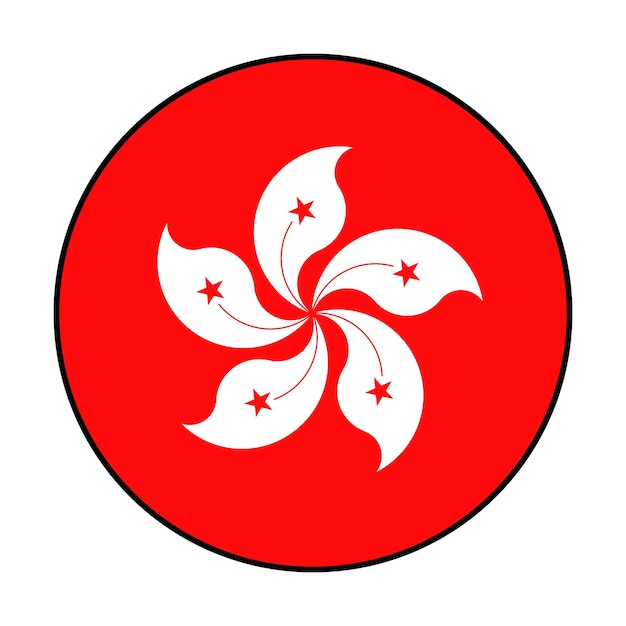 flag of hong kong black loop edge hong kong circle flag icon computer vector illustration design