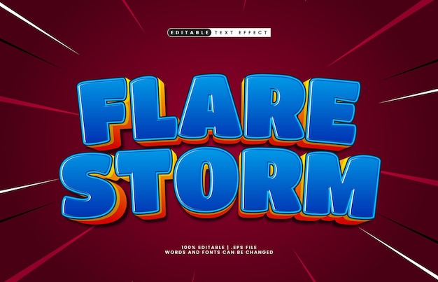 flare storm editable text effect with a game and joyful text style