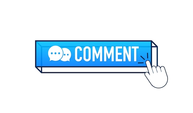 flat blue comment button. flat vector. computer mouse click. navigation pointer.