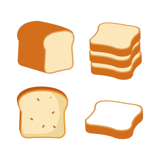 Flat bread toasted bread vector icon illustration