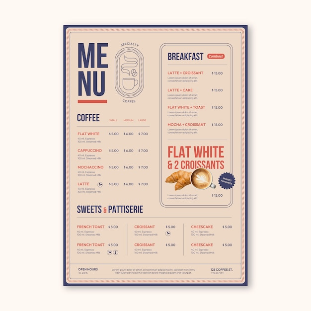 Flat coffee menu template
