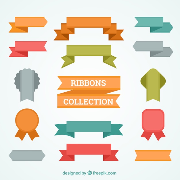 Flat colored ribbons and badges
