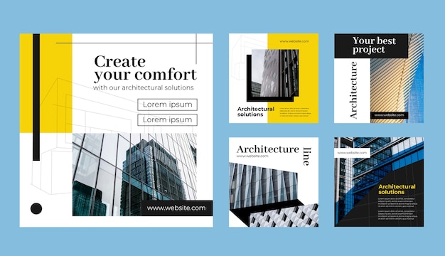 Flat design architecture project instagram post