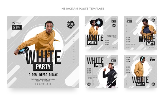 flat design white party design template