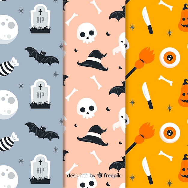 Flat halloween pattern collection