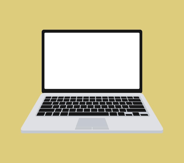 flat laptop vector illustration opened computer screen with keyboard mockup modern laptop with blank screen