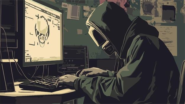 flat minimalistic hacker vector for cybersecurity concepts