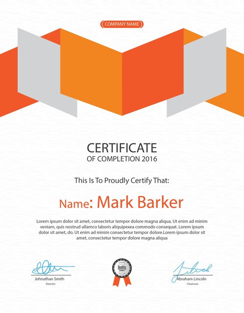 Flat modern certificate template and Certificate of Achievement and Certificate of Completion