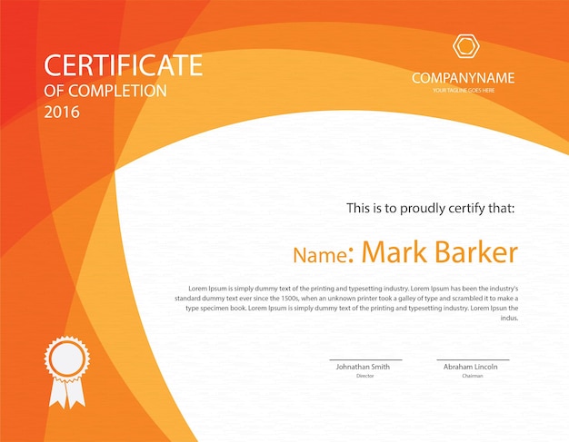 Flat modern certificate template and Certificate of Achievement and Certificate of Completion
