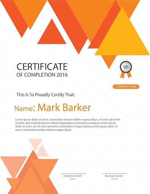 Flat modern certificate template and Certificate of Achievement and Certificate of Completion