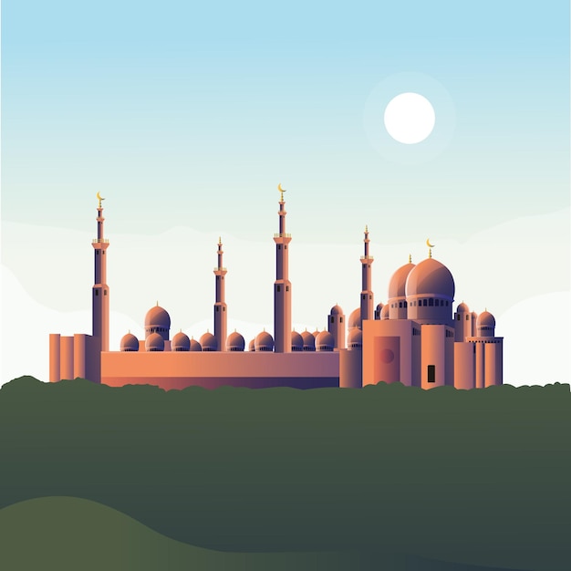 flat ramadan illustrasjon moskehimmel bakgrunn
