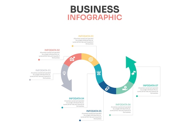 Flat snake style business infographic with timeline background Vector illustration