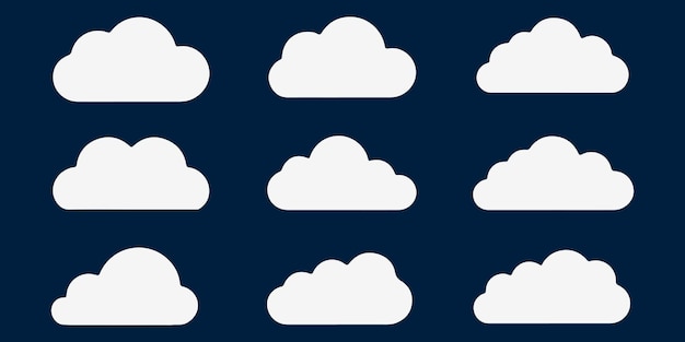 Flat Vector Clouds Set Minimalist Sky and Weather Elements