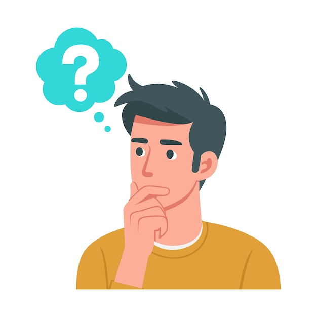 flat vector of man thinking cartoon character illustration