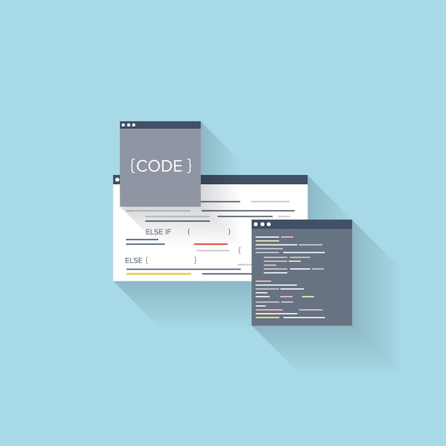 flat web icon coding interface window programming