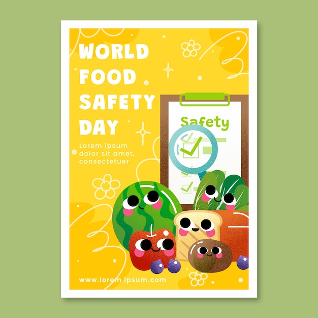 Flat world food safety day vertical poster template