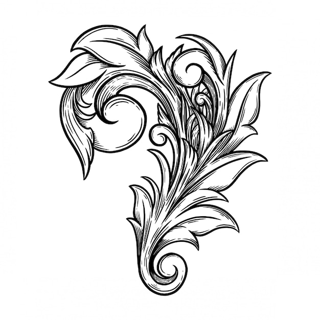 floral ornament baroque for border frame and corner.