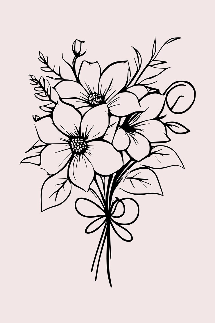 Vektor floral outline vector illustration