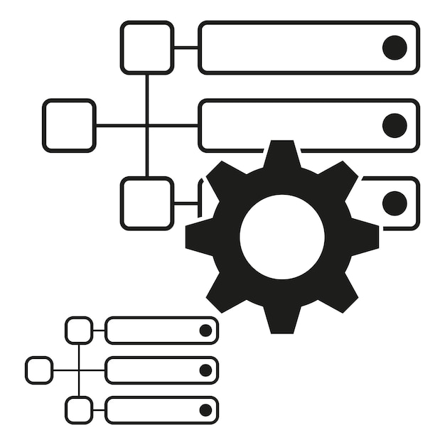 flowchart with gear black and white process and structure vector graphic