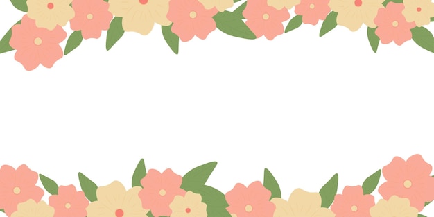 flower composition an empty rectangular frame with flowers and leaves Vector illustration