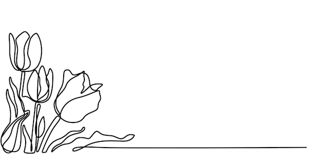 Flower drawing mono line Continuous line icon on white background Tulip Continuous Line Icon pro