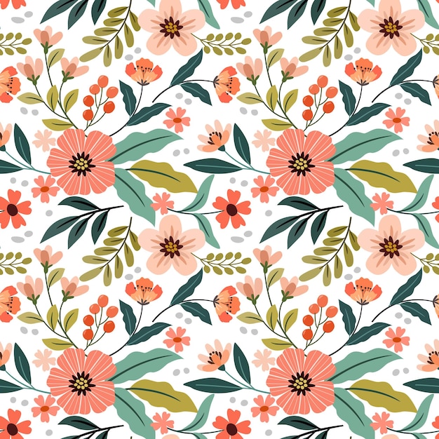 flowers design on white color background seamless pattern for fabric textile wallpaper.