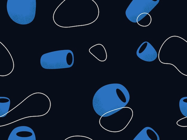 Flowing fluid elements blue and white color seamless pattern