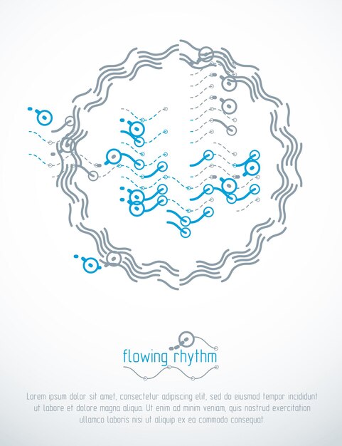 Flowing rhythm, abstract wave lines vector background for use as advertising poster or banner design.