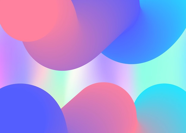 Fluid background. Vivid gradient mesh. Holographic 3d backdrop with modern trendy blend. Magic presentation, banner frame. Fluid background with liquid dynamic elements and shapes.
