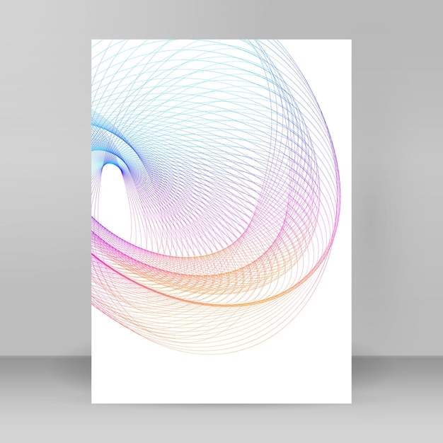 Flyerdesignelementer, sirkellinjer, bølger, abstrakt gyllent element på hvit bakgrunn, isolert malbrosjyre i A4-format, layout, brosjyre, kafé menykort