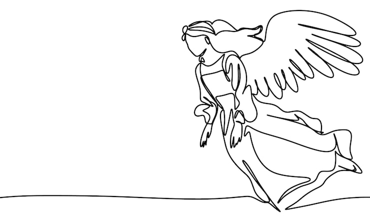 Vektor flying angel line art