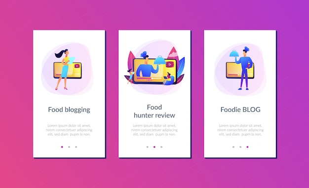 Food blogging app interface template.