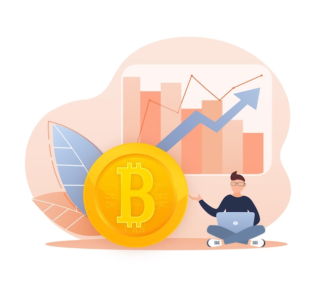 for concept design cartoon illustration of bitcoin growth bitcoin exchange crypto currency concept