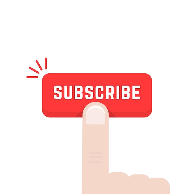 Forefinger on subscribe button. concept of data feed, stream, journal, ad mark, support, sub, navigation, newspaper. flat style trend modern graphic art design vector illustration on white background