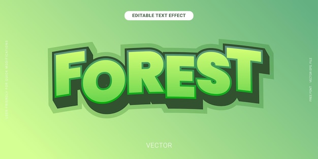 Forest Theme Editable Typography text effect vector