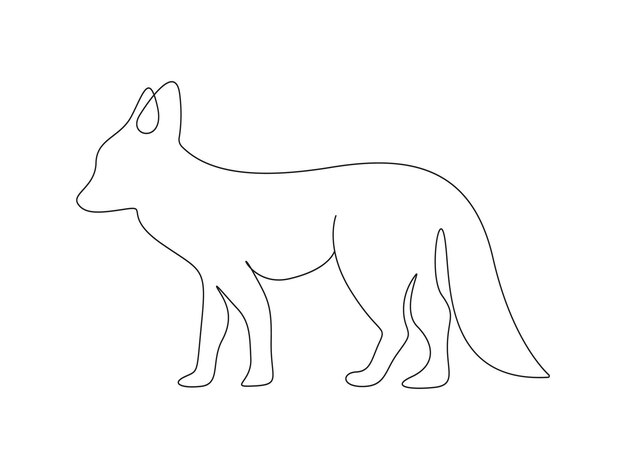 Fox one continuous line drawing Single line art Isolated on white background vector illustration