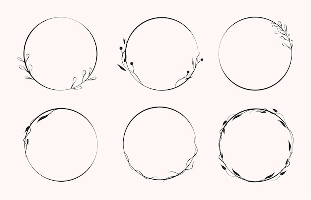 Frames set Isolated On white Set frames with leaves and flowers