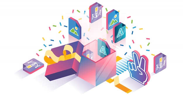 Free digital file download isometric concept