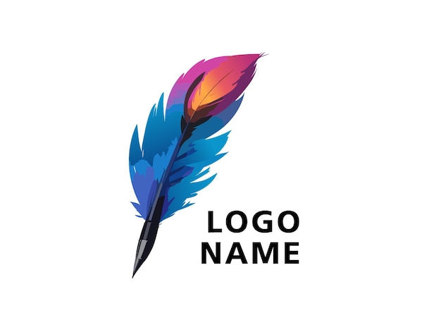Free vector gradient quill pen logo design template illustration