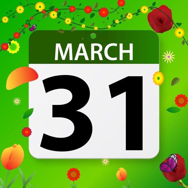 free vector march dates on flat design vector calendar