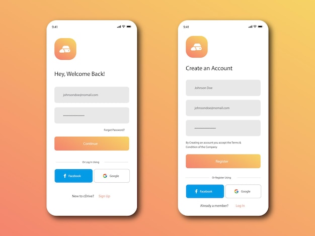 Free vector website login page template design