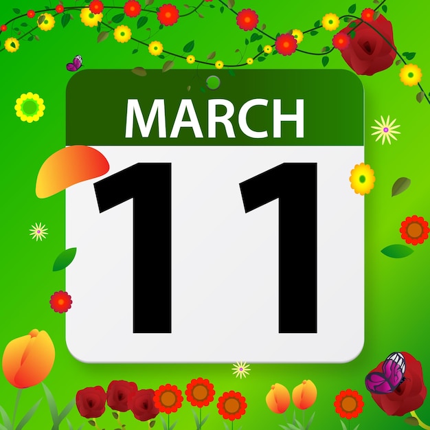 free vectore march dates on flat design vector calendar
