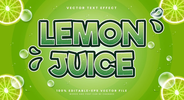 Fresh Lemon juice 3d editable text effect Template