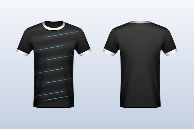 Front and Back Black with Blue Strips Jersey Mockup