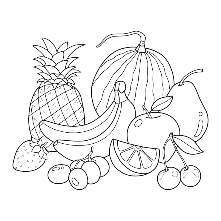 Vektor fruits coloring page