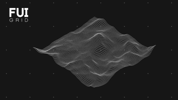 FUI GUI 3D Vector Landskap Scan Grid Abstrakt futuristisk bakgrunn SciFi HiTech design