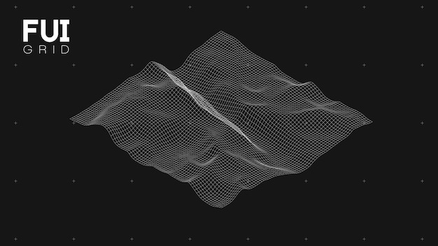 FUI GUI 3D Vector Landskap Scan Grid Abstrakt futuristisk bakgrunn SciFi HiTech design